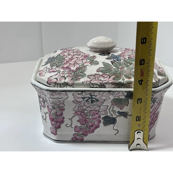 Andrea By Sadek Hand Painted Flowers Porcelain Box With Lid Made In China - Picture 9 of 12